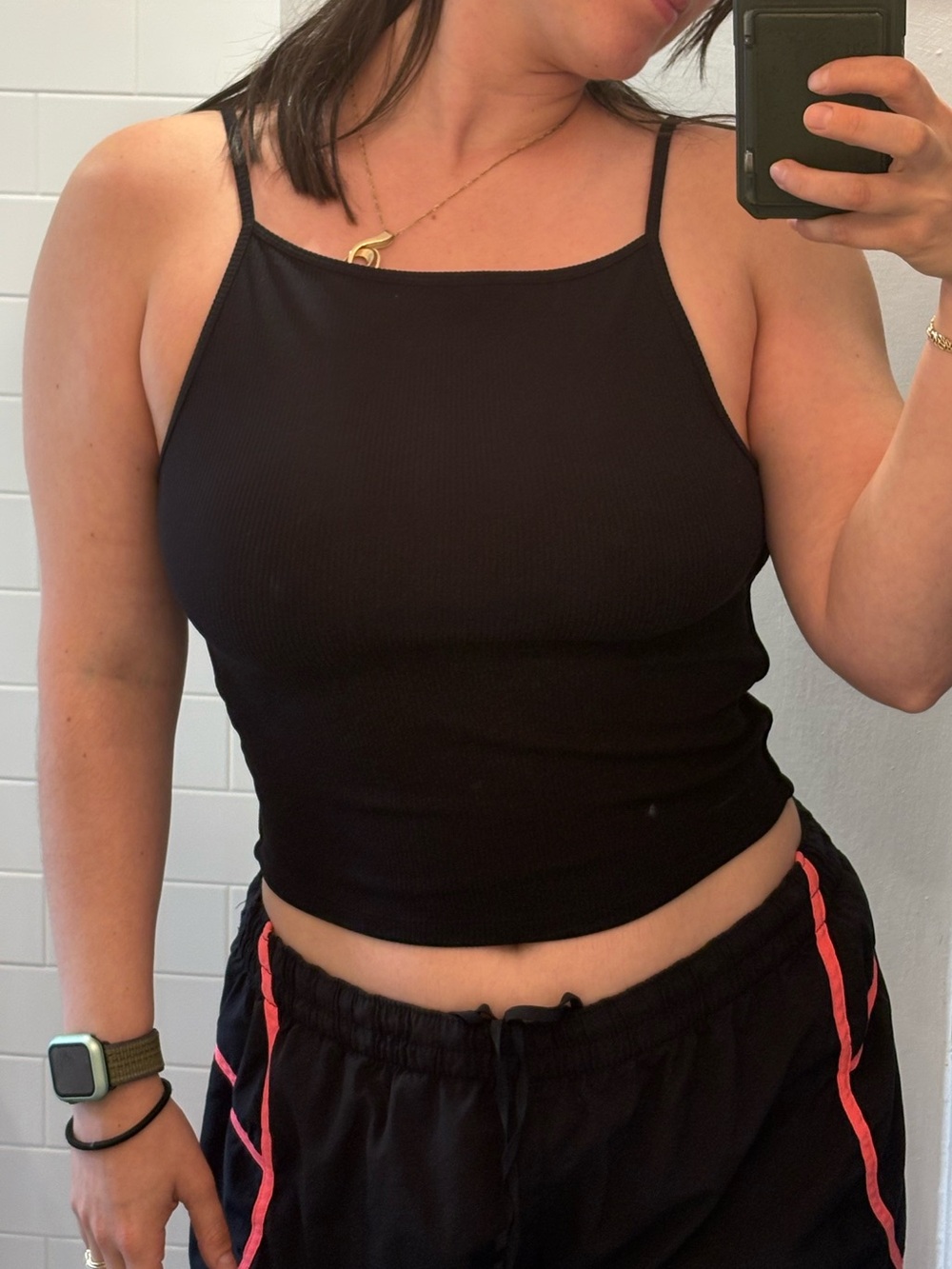 Abercrombie & Fitch Black Ribbed Spaghetti Strap Tank